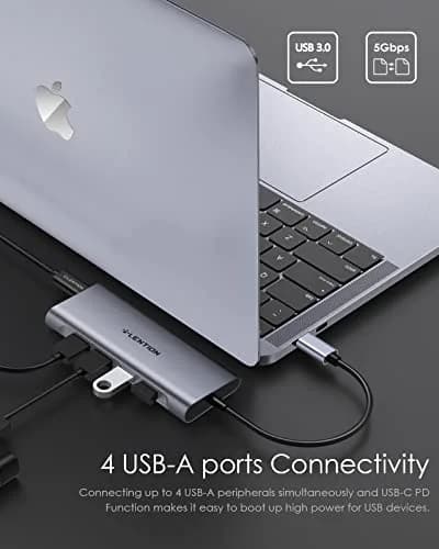 LENTION 6 in 1 USB C Hub, 4 USB 3.0, 4K@60Hz HDMI, 100W Charging | Multiport Hub for MacBook & More thumbnail 3
