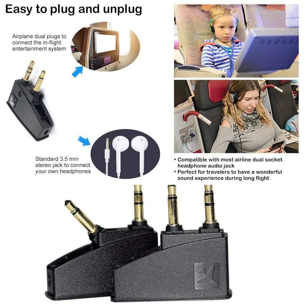 Asobilor Gold Airplane Headphone Adapter with 3.5mm Jack | Compatible with Bose QC Series & More - view 5
