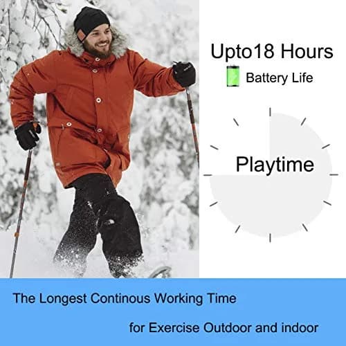FULLLIGHT TECH Bluetooth Beanie Hat Headphones | 23H Playtime, Warm, Unisex, Black thumbnail 3