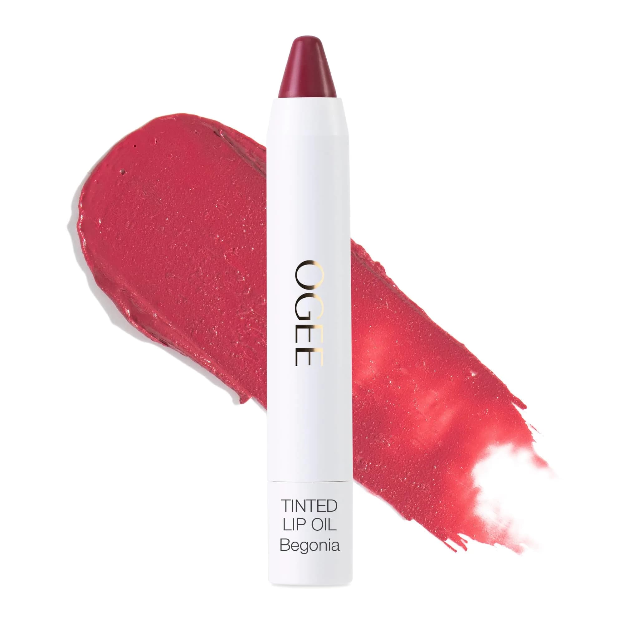 Ogee Tinted Sculpted Lip Oil - Organic Lip Stain, Balm & Color - BEGONIA | Sheer, Buildable, Organic Lip Color with Hyaluronic & Peppermint — Begonia - Red Plum