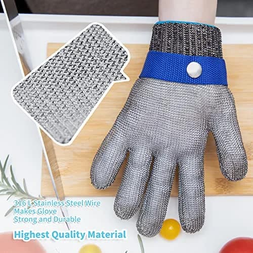 ARCLIBER Level 9 Cut Resistant Glove Stainless Steel Wire Mesh | Food Safe, Ambidextrous, Reusable (X-Large Pack of 1) thumbnail 3