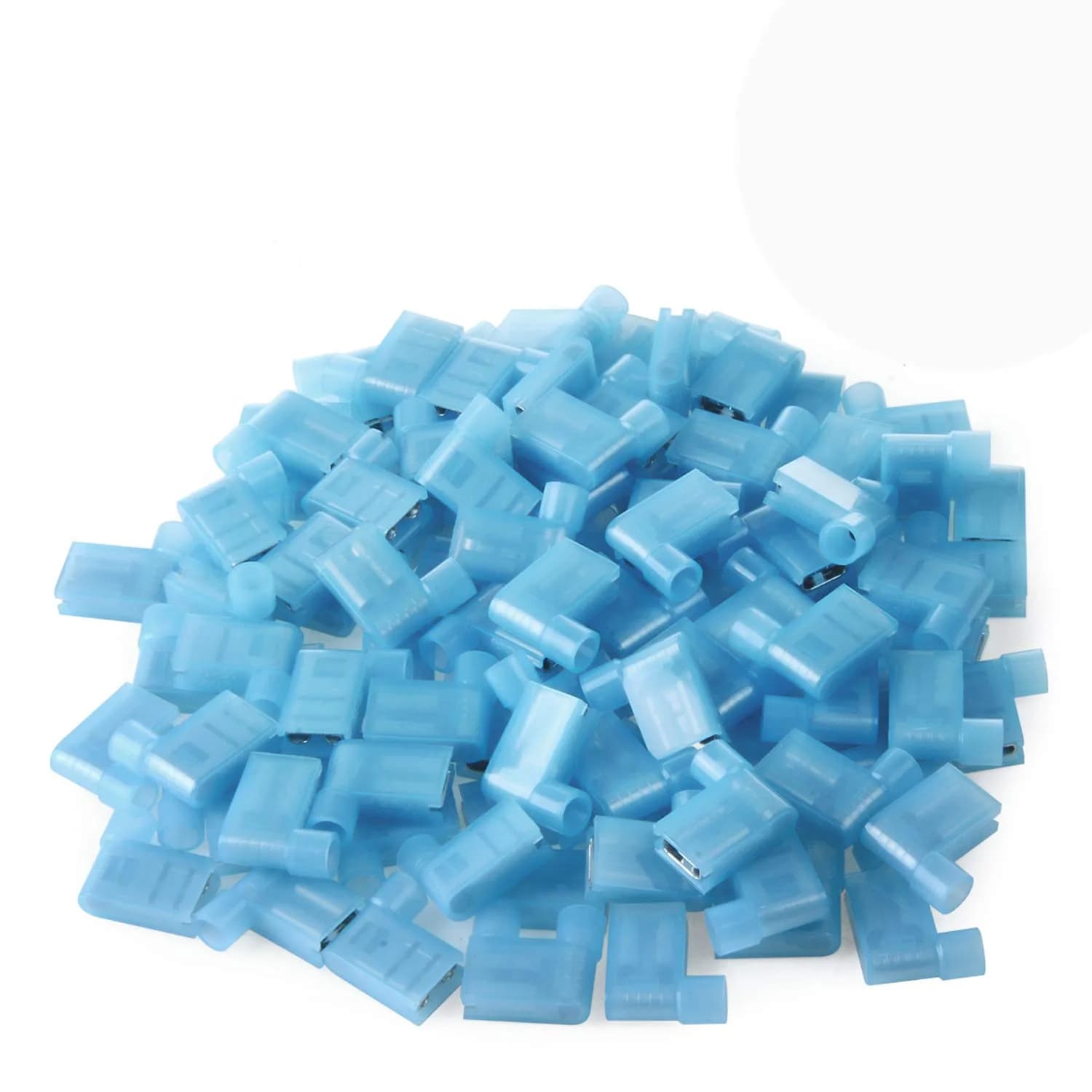 XHF 90 Degree 16-14 AWG Flag Shaped Right Angle Spade Connectors Nylon Fully Insulated 100 Pcs Blue | RoHS, CE, CSA Certified