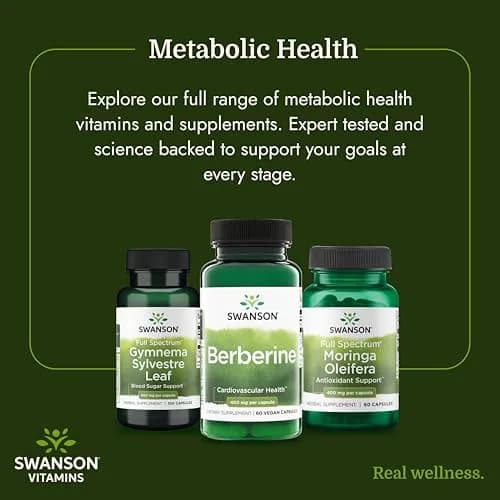 Swanson Berberine HCl Metabolic Health 400 mg 120 Vegan Capsules (60 Count Pack of 2) | Supports Cardiovascular & Metabolic Health thumbnail 6