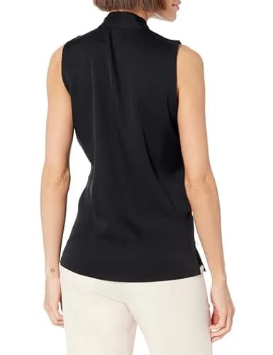 Kobi Halperin Mila Blouse Black Large | Silk Georgette Sleeveless V-Neck thumbnail 2