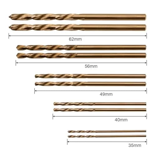 SPKLINE 10 Pcs Cobalt Drill Bit Set 1mm-3mm | 135° Split-Point M35 HSS Metal Drill Bits thumbnail 3
