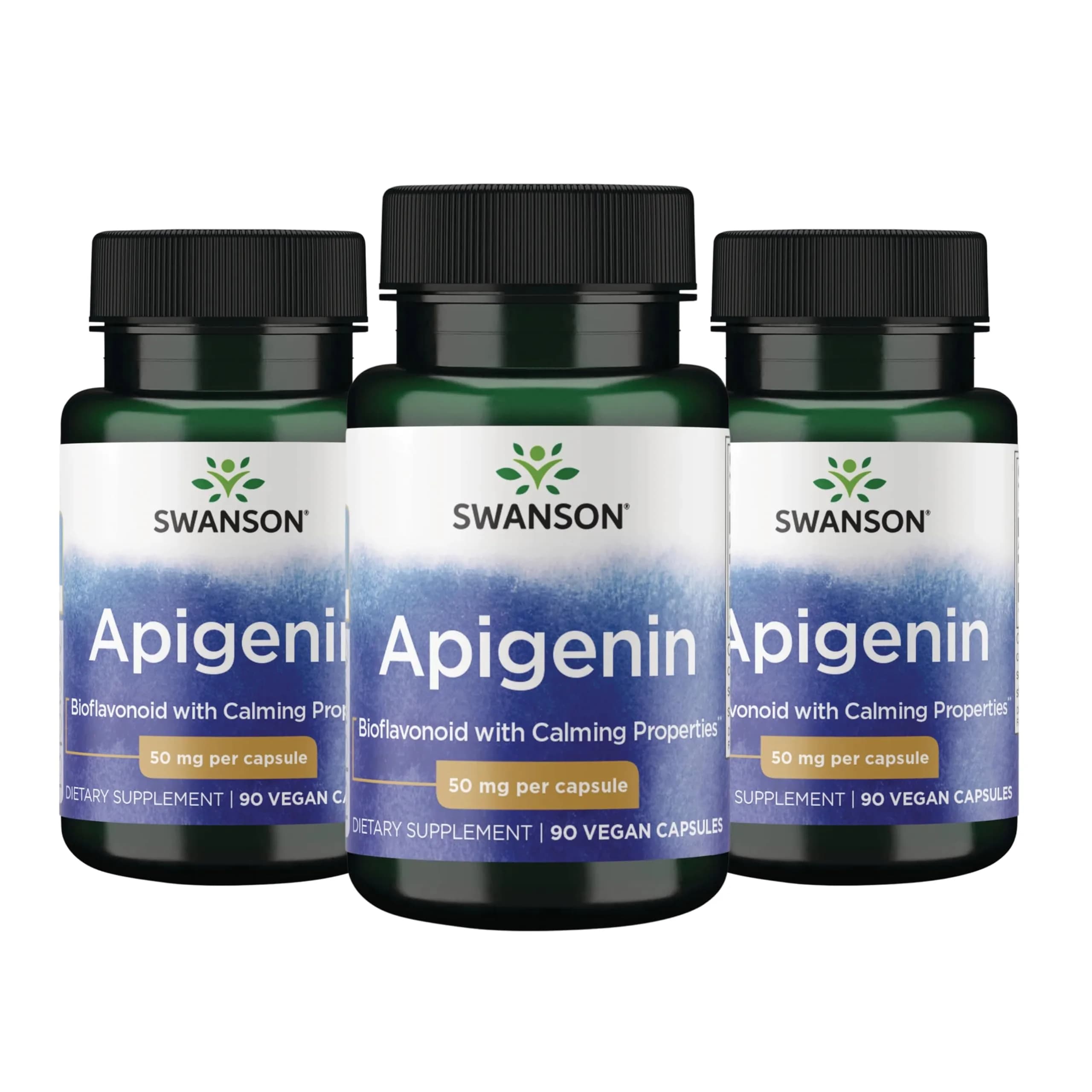 Swanson Apigenin Bioflavonoid 50 mg Vegan Capsules 270 Count (90 Count Pack of 3) | Natural Sleep & Stress Support - main product image
