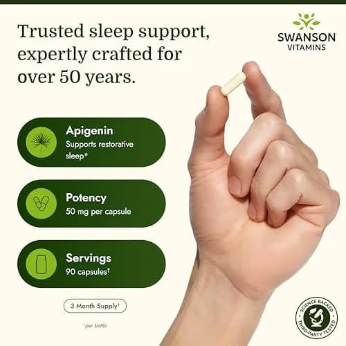 Swanson Apigenin Bioflavonoid 50 mg Vegan Capsules 270 Count (90 Count Pack of 3) | Natural Sleep & Stress Support thumbnail 3