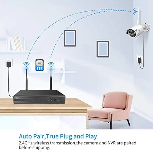 Hiseeu 5MP Wireless Security Camera System with 4 Cameras & 500GB HDD | 24/7 HD Night Vision Weatherproof Surveillance thumbnail 2