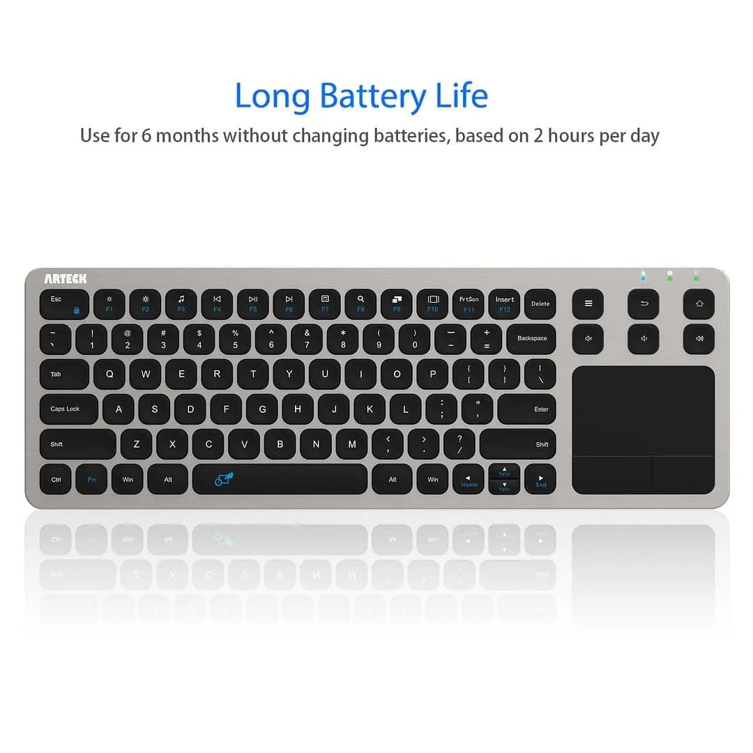 Arteck 2.4G Wireless Touch Keyboard with Touchpad, Full Size Silver | 10m Wireless Range, Easy Setup - view 5
