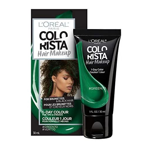 L'Oreal Paris Hair Makeup Temporary 1-Day Hair Color for Brunettes, Green 70 | Washable, Safe, Intermixable Shades thumbnail 1