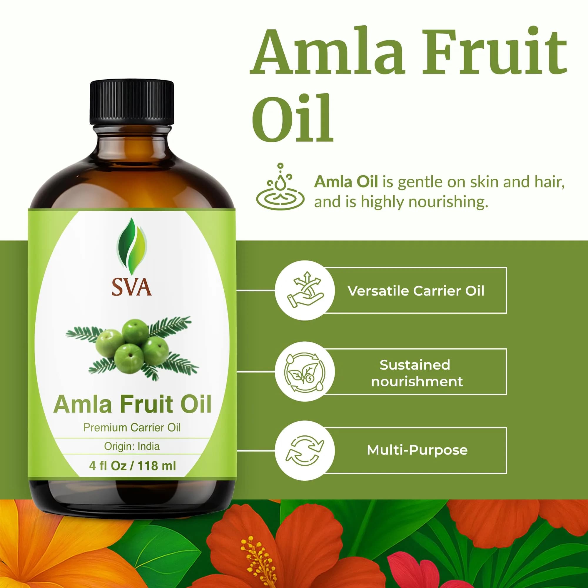 SVA Organics Amla Carrier Oil 4 Fl Oz (118 ml) - Pure & Natural - view 2