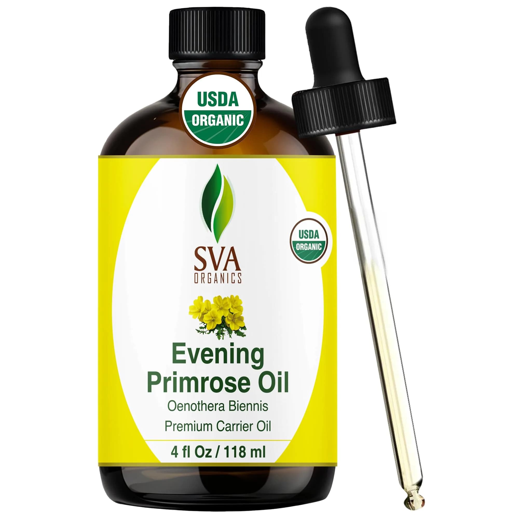 SVA ORGANICS Evening Primrose Carrier Oil, 4 Fl Oz (118 ml) - Single Bottle - main product image