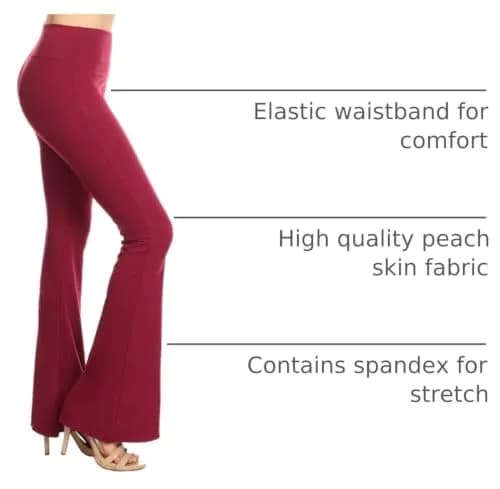 Leggings Depot Women's Wide Leg Palazzo Pants in Burgundy | Casual, Work & Lounge Comfort thumbnail 4