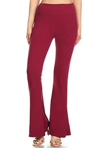 Leggings Depot Women's Wide Leg Palazzo Pants in Burgundy | Casual, Work & Lounge Comfort thumbnail 2