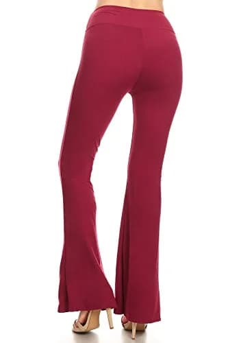 Leggings Depot Women's Wide Leg Palazzo Pants in Burgundy | Casual, Work & Lounge Comfort thumbnail 3