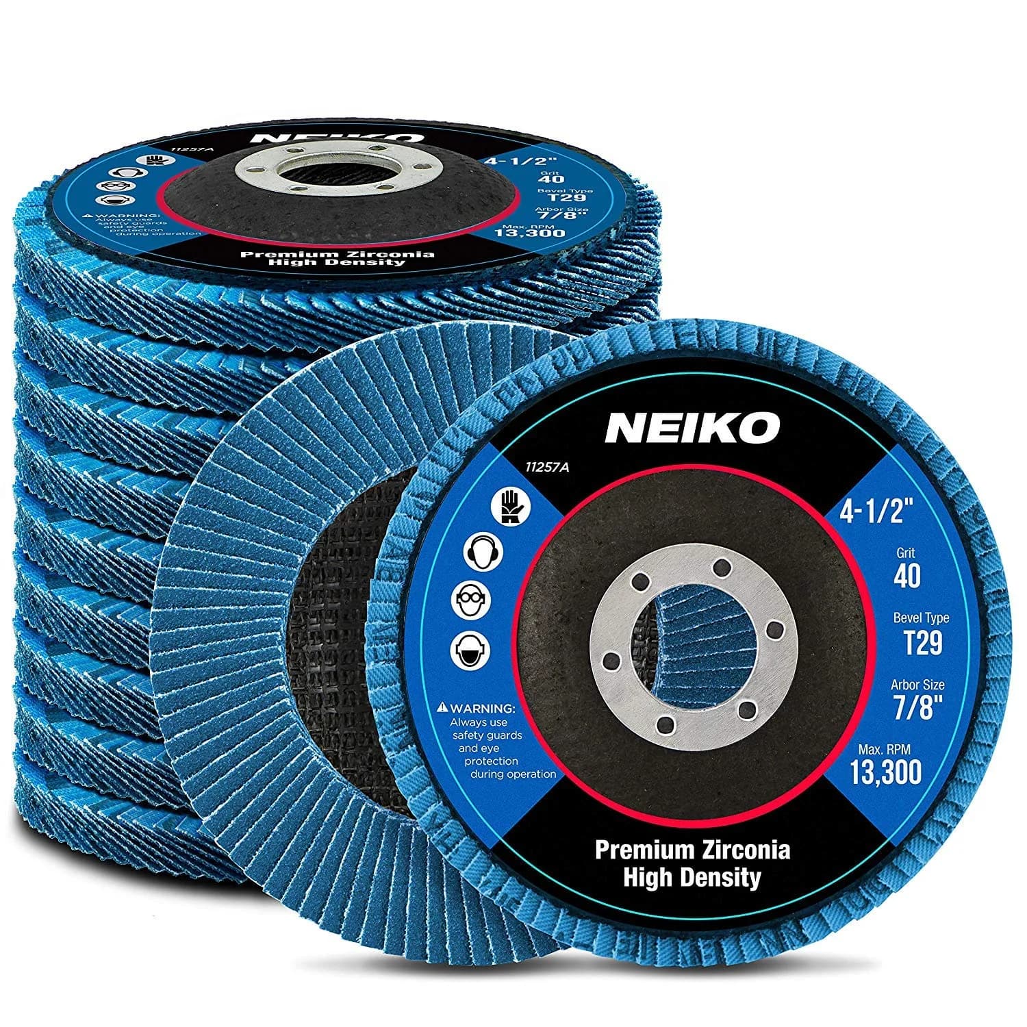NEIKO 11257A High Density Jumbo Zirconia Flap Disc 4.5" x 7/8" | Heavy-Duty Metal Grinding Disc