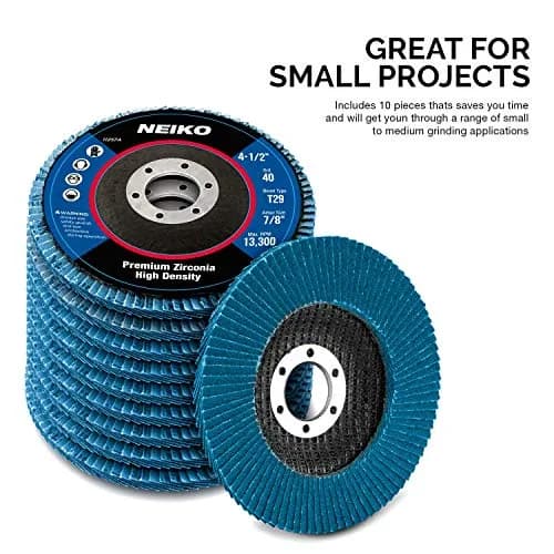NEIKO 11257A High Density Jumbo Zirconia Flap Disc 4.5" x 7/8" | Heavy-Duty Metal Grinding Disc thumbnail 4