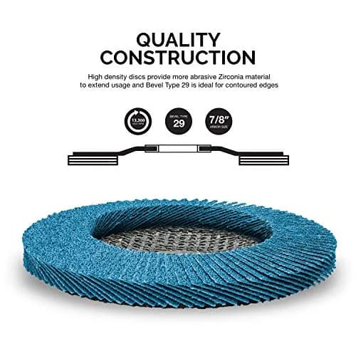 NEIKO 11257A High Density Jumbo Zirconia Flap Disc 4.5" x 7/8" | Heavy-Duty Metal Grinding Disc thumbnail 2