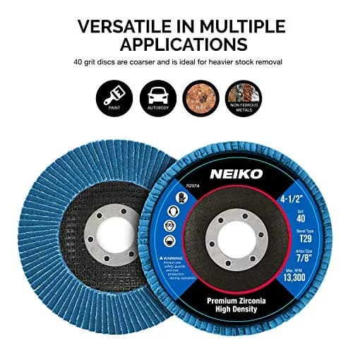 NEIKO 11257A High Density Jumbo Zirconia Flap Disc 4.5" x 7/8" | Heavy-Duty Metal Grinding Disc thumbnail 3