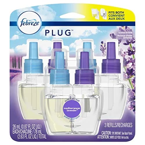 Febreze Plug Air Freshener Oil Refill, Lavender Scent, 3 Count (Pack of 1) | Cleans Odors for 1200 Hours - main product image