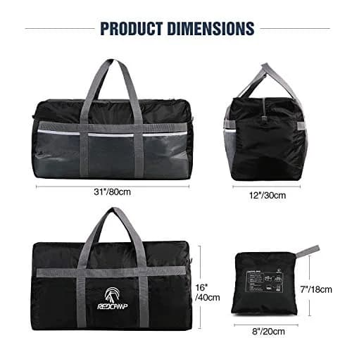 REDCAMP Large Travel Duffle Bag 96L Waterproof Foldable Lightweight Black thumbnail 4
