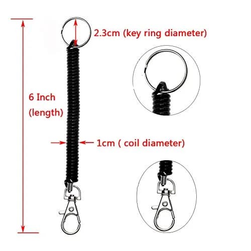 Mini Skater 6Pcs Spiral Retractable Spring Coil Keychain | Theftproof & Stretch Cord thumbnail 7