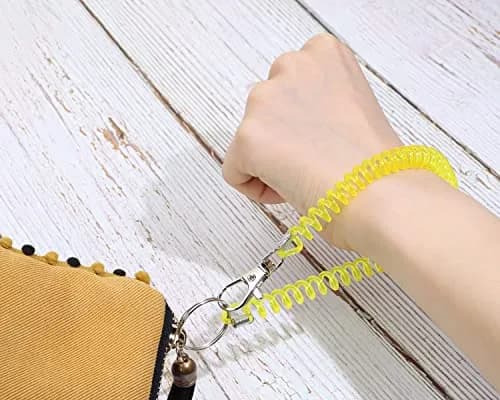 Mini Skater 6Pcs Spiral Retractable Spring Coil Keychain | Theftproof & Stretch Cord thumbnail 3
