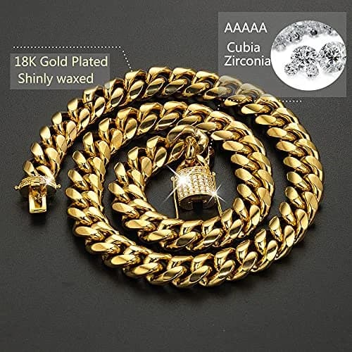 Jxlepe 15mm Cuban Link Chain Necklace 20 inch (50.8 cm) | Premium Stainless Steel with 18K Gold Plating thumbnail 4