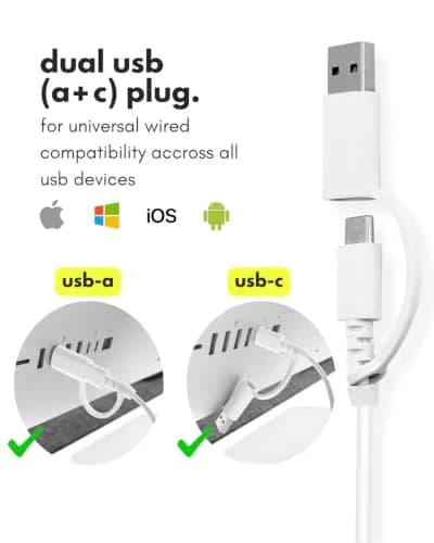 Macally Wired Mouse for Mac & PC - Ambidextrous 1200 DPI Optical USB Mouse in White thumbnail 3