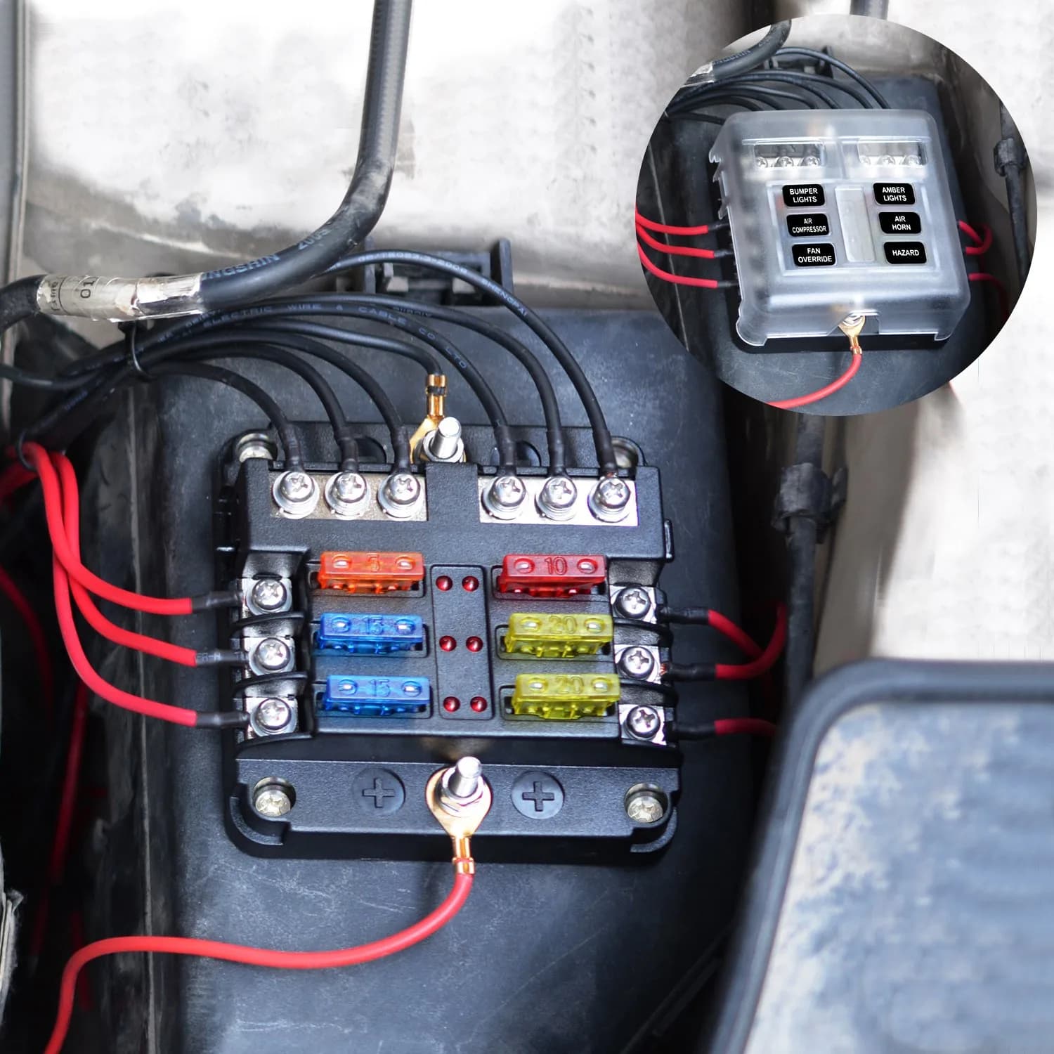 BlueFire 6-Way Blade Fuse Box 32V DC (176g) | LED Indicator for Easy Blown Fuse Identification - view 2