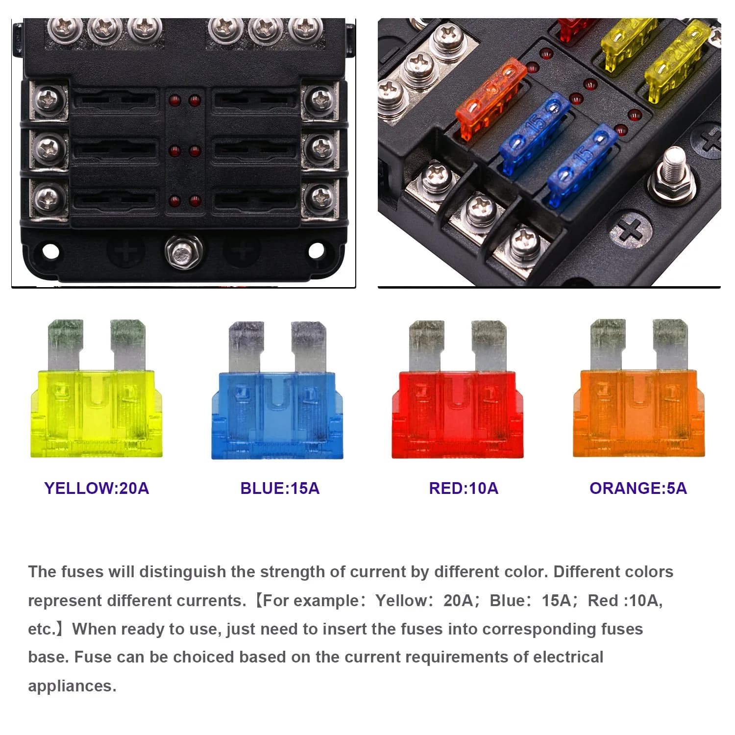BlueFire 6-Way Blade Fuse Box 32V DC (176g) | LED Indicator for Easy Blown Fuse Identification - view 3