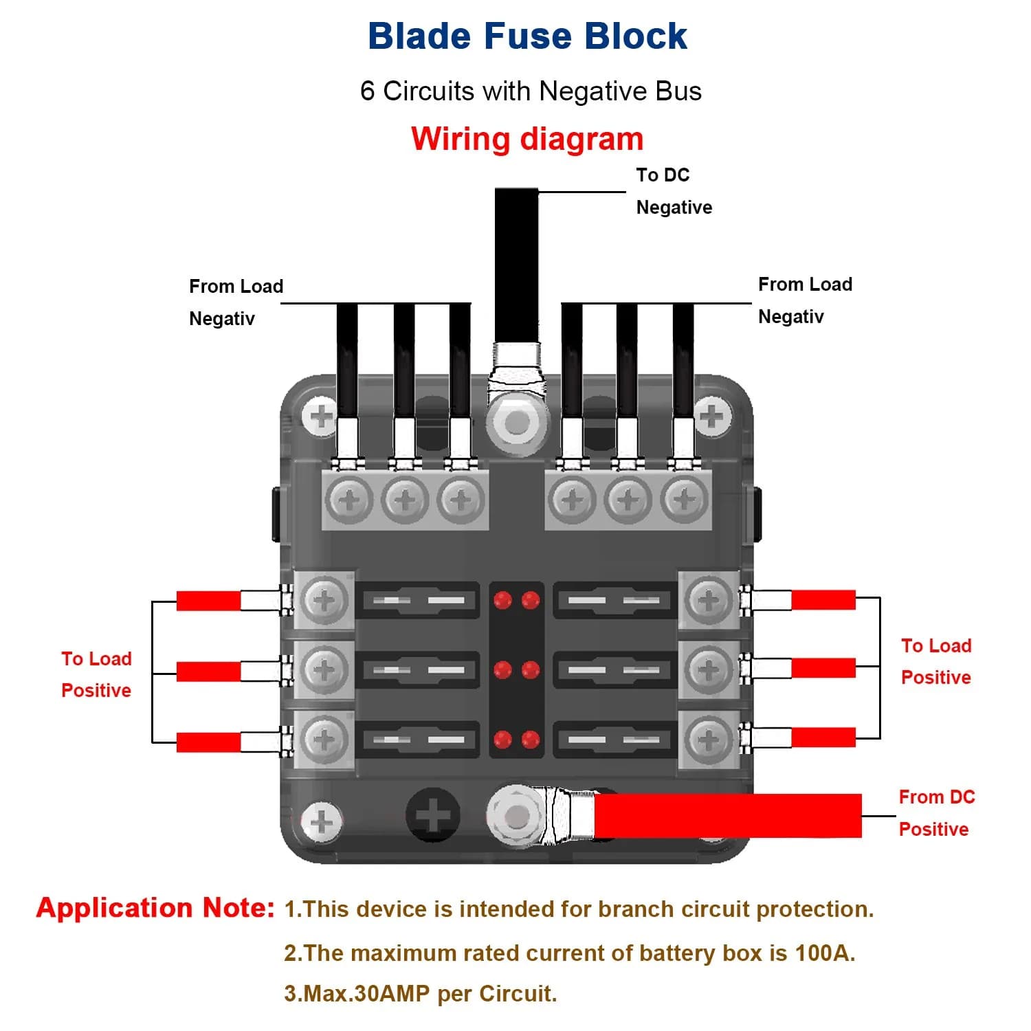 BlueFire 6-Way Blade Fuse Box 32V DC (176g) | LED Indicator for Easy Blown Fuse Identification - view 4