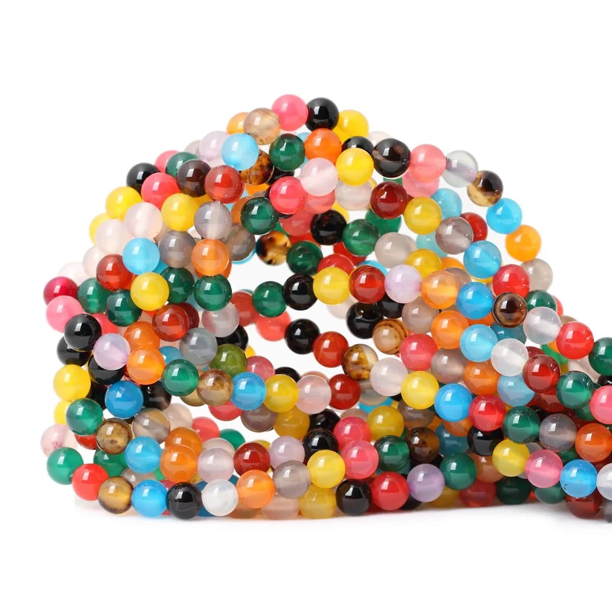 CHEAVIAN 60PCS 6mm Colorful Agate Gemstone Round Loose Beads for Jewelry Making 15" — Colorful agate