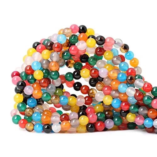 CHEAVIAN 60PCS 6mm Colorful Agate Gemstone Round Loose Beads for Jewelry Making 15" thumbnail 1