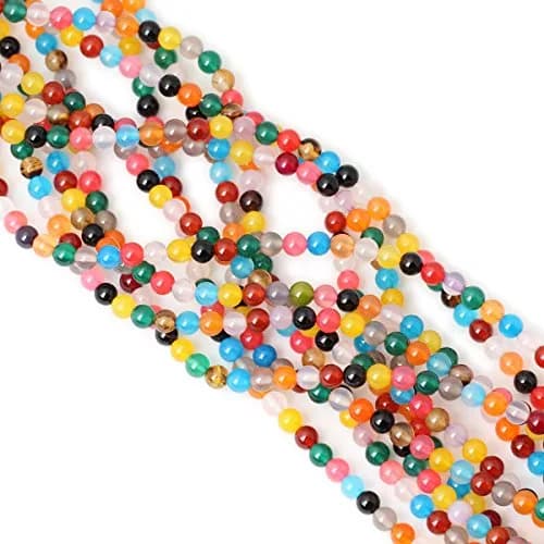 CHEAVIAN 60PCS 6mm Colorful Agate Gemstone Round Loose Beads for Jewelry Making 15" thumbnail 4