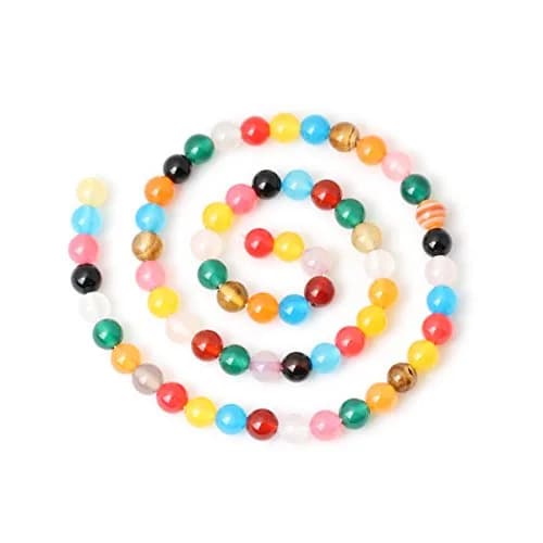 CHEAVIAN 60PCS 6mm Colorful Agate Gemstone Round Loose Beads for Jewelry Making 15" thumbnail 2