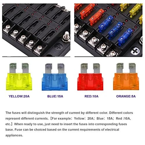 BlueFire 12 Way Blade Fuse Box Holder with LED Indicator 32V DC 100A | Automotive Fuse Block for Cars, Boats, RVs thumbnail 3