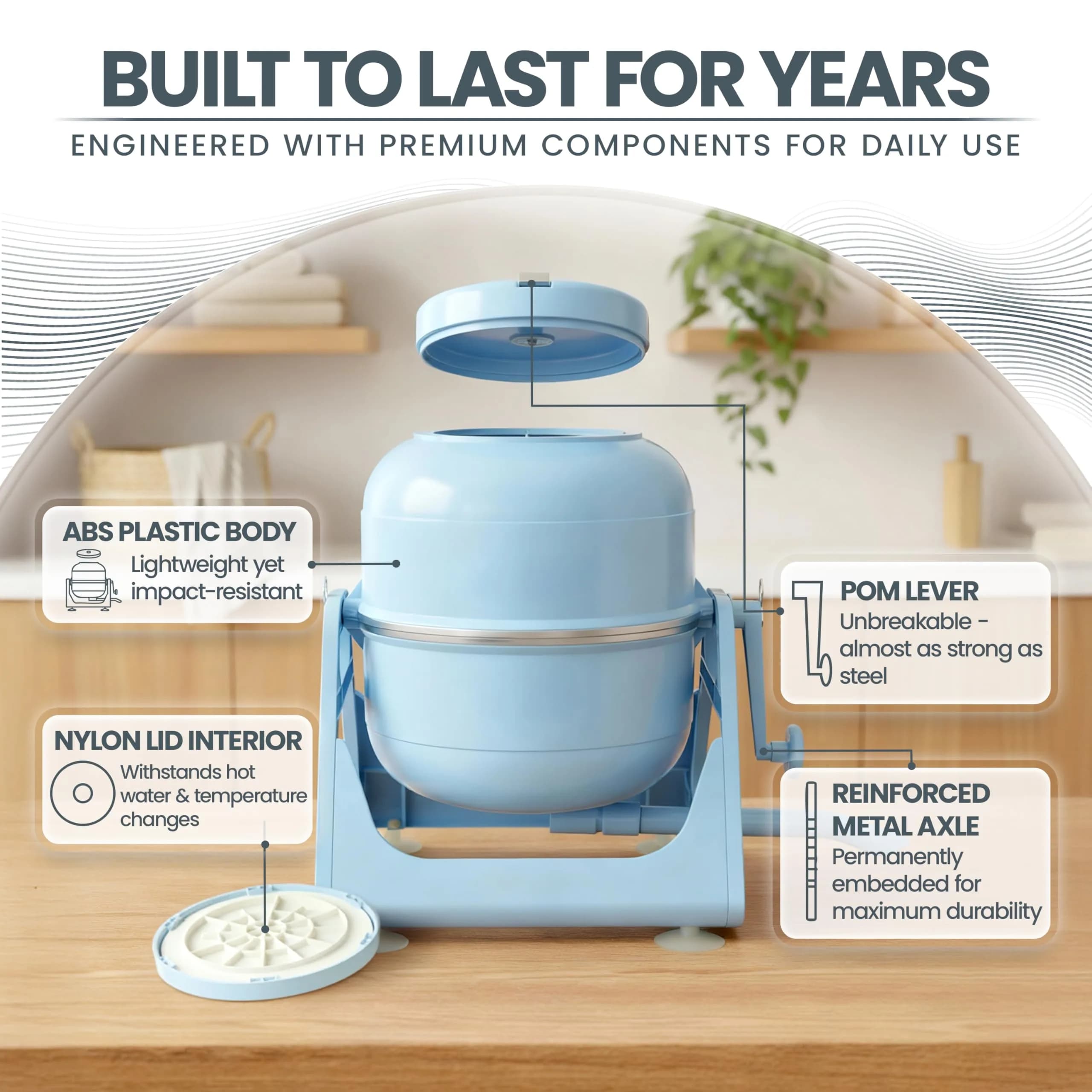 The Laundry Alternative WonderWash Portable Washing Machine | 2.27 kg (5 lb) Capacity, Manual Hand Crank - view 3