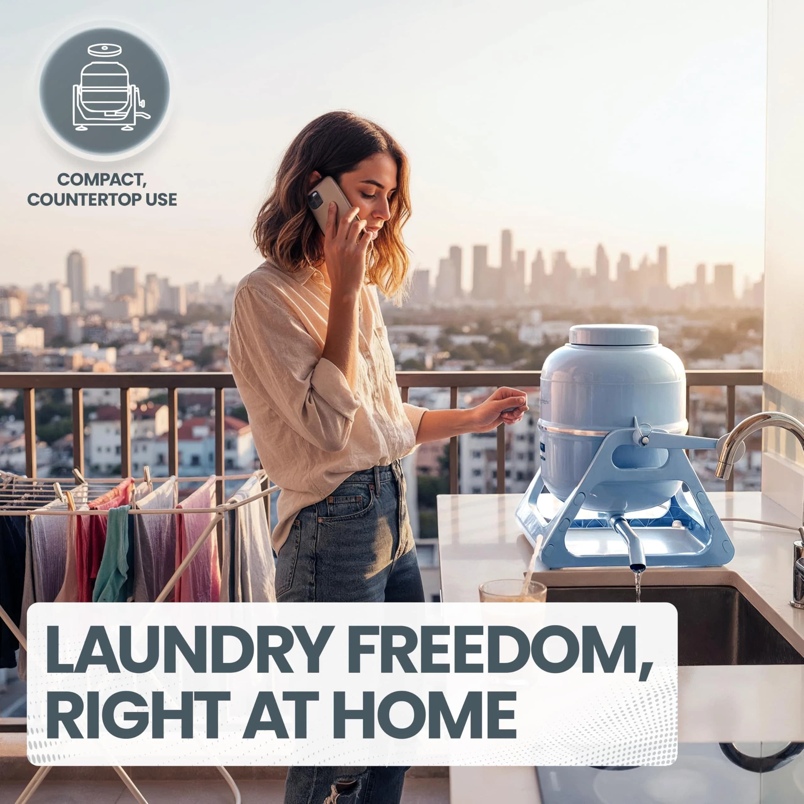 The Laundry Alternative WonderWash Portable Washing Machine | 2.27 kg (5 lb) Capacity, Manual Hand Crank - view 4