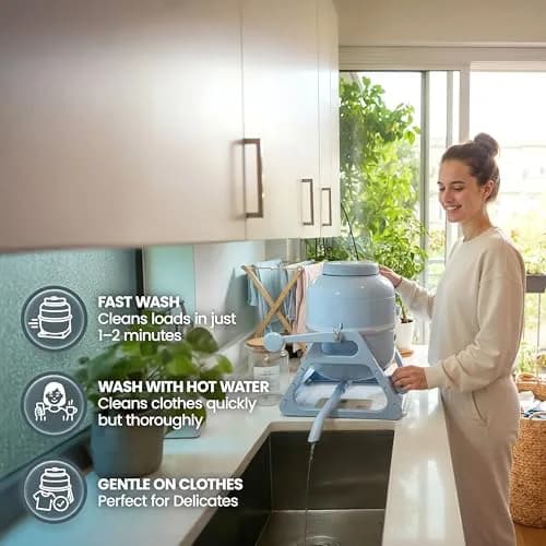 The Laundry Alternative WonderWash Portable Washing Machine | 2.27 kg (5 lb) Capacity, Manual Hand Crank thumbnail 6