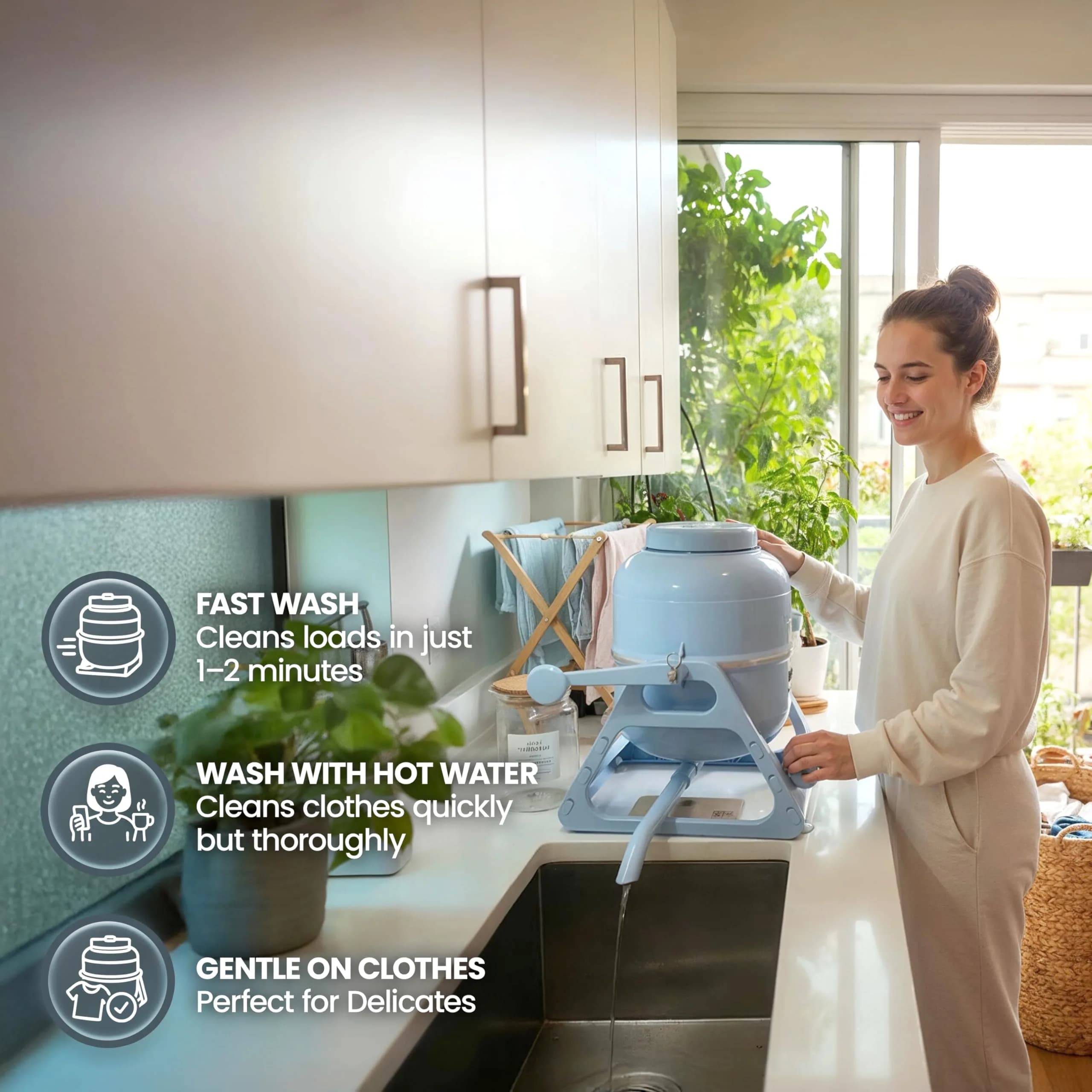 The Laundry Alternative WonderWash Portable Washing Machine | 2.27 kg (5 lb) Capacity, Manual Hand Crank - view 6