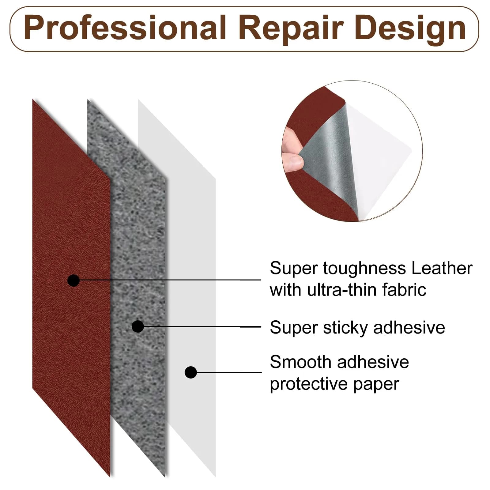 Numola Leather Repair Patch 8×11 Inch Dark Red | Waterproof & Strong Adhesive Tape for Upholstery - view 3