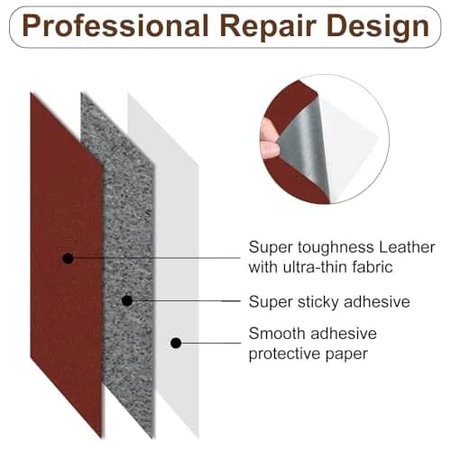 Numola Leather Repair Patch 8×11 Inch Dark Red | Waterproof & Strong Adhesive Tape for Upholstery thumbnail 3