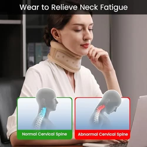 Velpeau Neck Brace for Neck Pain Support - Soft Cervical Collar for Sleeping, Support & Relief (Khaki, M: 11.5-14"/3") thumbnail 4