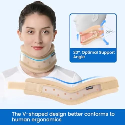 Velpeau Neck Brace for Neck Pain Support - Soft Cervical Collar for Sleeping, Support & Relief (Khaki, M: 11.5-14"/3") thumbnail 2