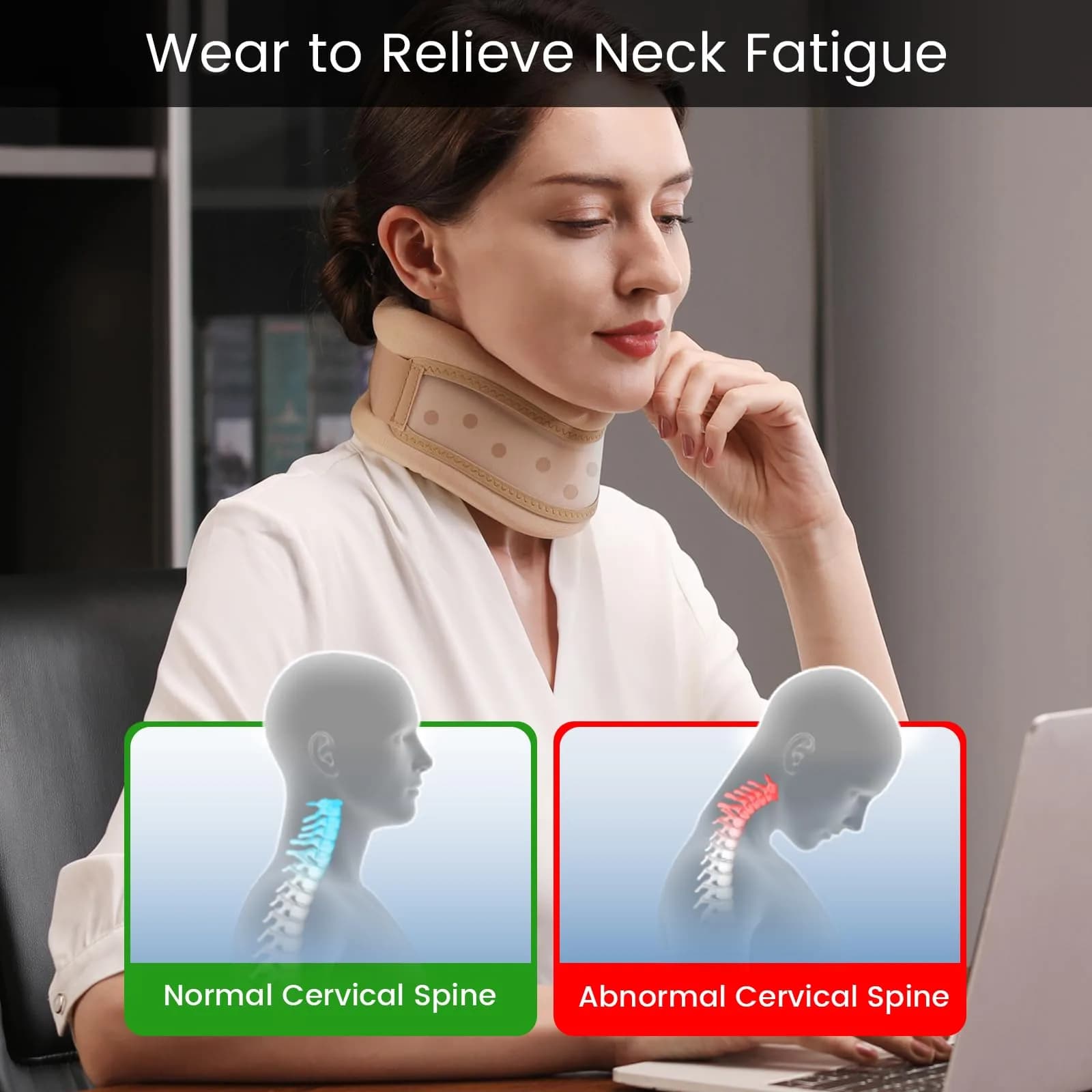 Velpeau Dual-purpose Khaki Cervical Collar Neck Brace - Medium (Pack of 1) - view 4