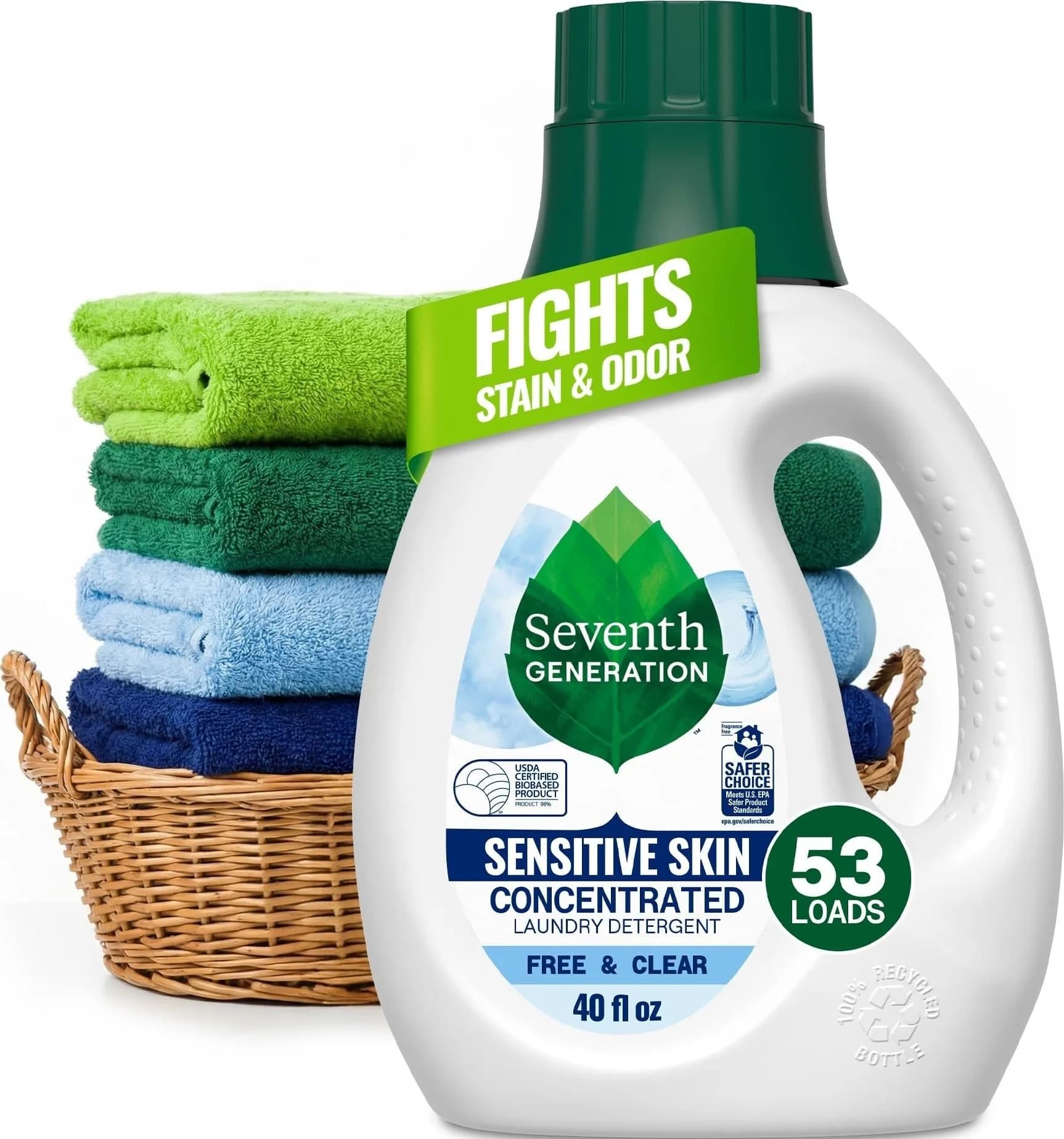 Seventh Generation Concentrated Laundry Detergent Geranium Blossom & Vanilla 1.18 L (40 Fl Oz) | Triple-Enzyme Formula for Tough Stains — Free & Clear