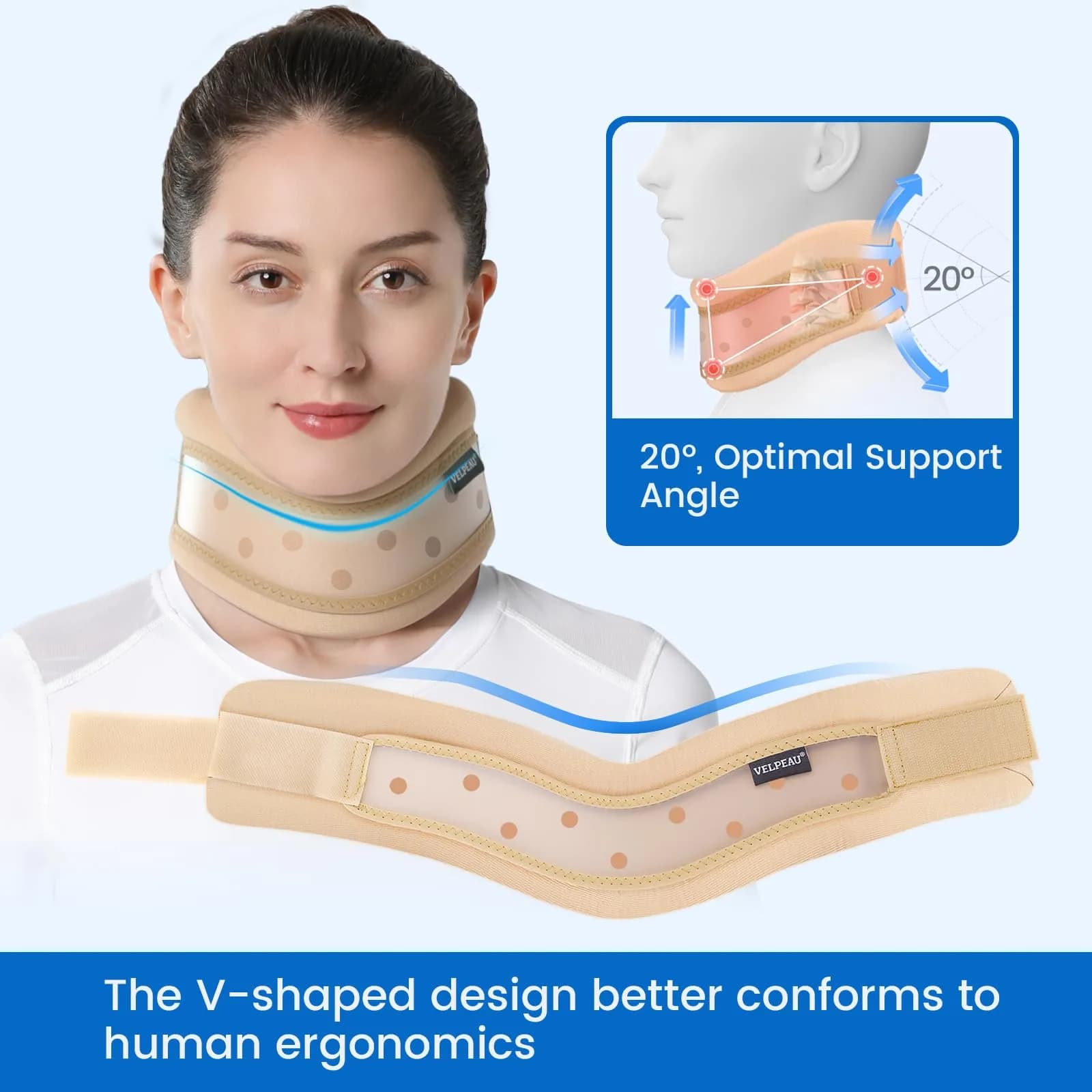 Velpeau Khaki Dual-Purpose Cervical Collar Neck Brace X-Large for Neck Pain and Support - view 2
