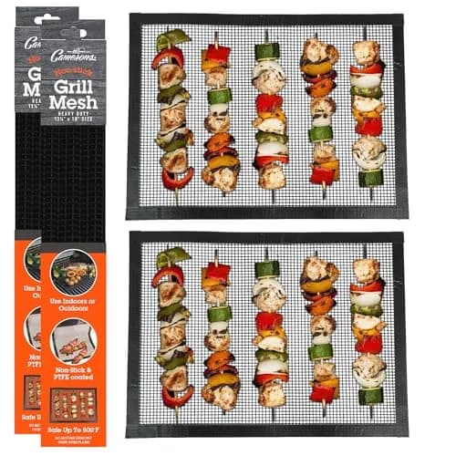 Camerons Heavy Duty Non-Stick Grilling Mesh Sheet 13.5" x 18" (2-Pack) | Reusable BBQ Mat for Gas, Charcoal, Oven Grills thumbnail 1