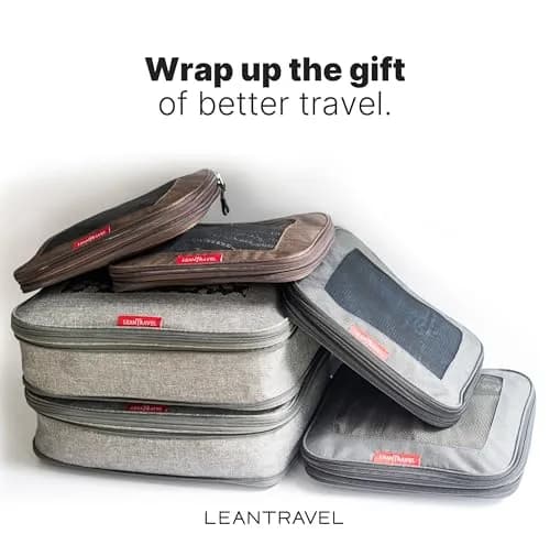 LeanTravel Premium Compression Packing Cubes for Travel - Suitcase Organizer Bags with Double Zipper & Breathable Mesh Panel - Space Saving Carry On Luggage Essentials (6-Pack, Grey, Black, Brown) thumbnail 8